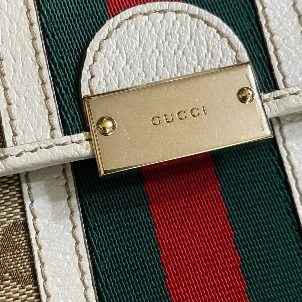 GUCCI GG Sherry Line Canvas Leather Wallet to Crossbody Bag 💼 - Picture 5 of 15